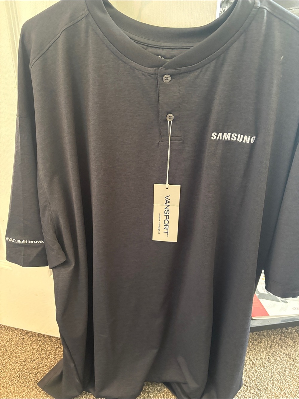 Samsung Black Short Sleeve Henley Tee